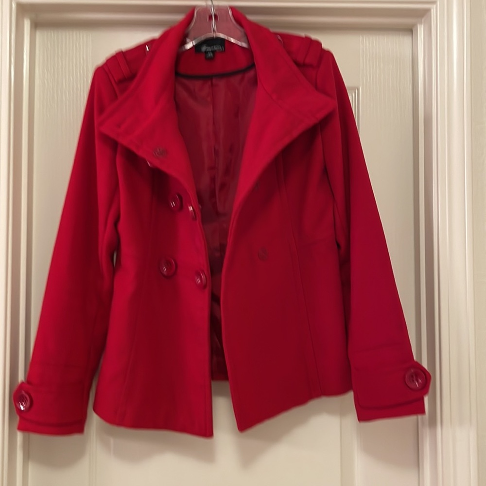 Forever 21 Red Double Breasted Pea Coat - Picture 5 of 8